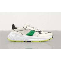 葆蝶家Bottega Veneta绿色条纹白色小牛皮和网布SPEEDSTER运动鞋 565646VJE219078