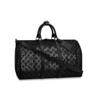 LV旅行袋 M53971 黑色透明刺绣 KEEPALL BANDOULIÈRE 50 旅行袋（配肩带）