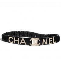 香奈儿Chanel黑色镶钻和琉璃褶皱小羊皮腰带 AA0538 Y11795 94305
