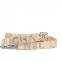 香奈儿Chanel米色镶钻和琉璃褶皱小羊皮腰带 AA0538 Y11796 1D673