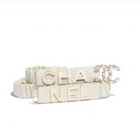 香奈儿Chanel象牙白褶皱羊皮金属logo皮带 AA0539 Y11819 10800