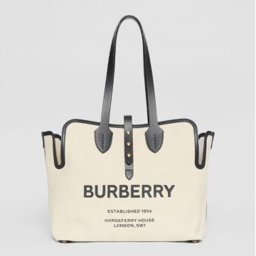Burberry购物袋 80103411 博柏利黑色 The Belt - 大号柔软棉质帆布贝尔特包