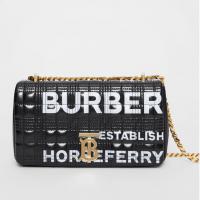 Burberry链条包  80211051 博柏利黑色  Lola - 小号 Horseferry 印花绗缝萝纳包