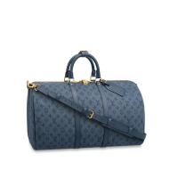 LV旅行袋 M44645 牛仔蓝提花 KEEPALL BANDOULIÈRE 50 手袋