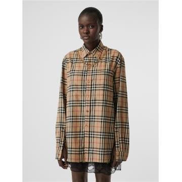 Burberry 45626561 女士链饰 Vintage 格纹棉质法兰绒衬衫