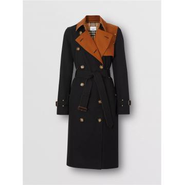 Burberry 80186811 女士双色棉质嘎巴甸 Trench 风衣