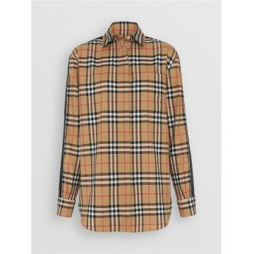 Burberry 80032061 女士缎面条纹 Vintage 格纹衬衫