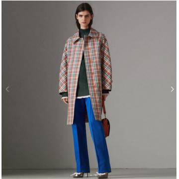 Burberry 80016591 女士 微型格纹丝质混纺轻便大衣