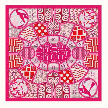 Hermes 女士“棋盘游戏”140厘米羊绒加丝方巾