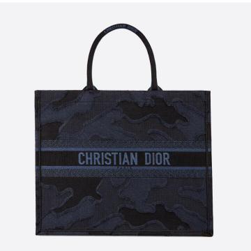 迪奥蓝色DIOR BOOK TOTE 迷彩刺绣帆布托特包 M1286ZWAH_M928