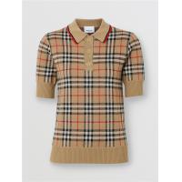 Burberry 80171411 女士 Vintage 格纹美利奴羊毛 Polo 衫