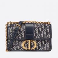 迪奥蓝色30 MONTAIGNE CLUTCH DIOR OBLIQUE 提花帆布翻盖链条手袋 M9208UTZQ_M928