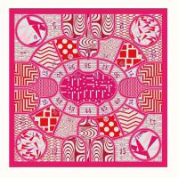 Hermes 女士“棋盘游戏”140厘米羊绒加丝方巾