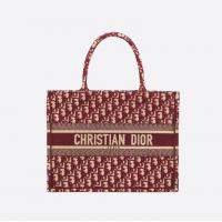 迪奥 酒红色DIOR BOOK TOTE DIOR OBLIQUE刺绣帆布小号托特包 M1296RIW_M974