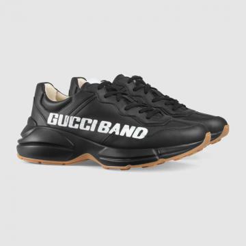 古驰老爹鞋黑色Rhyton系列饰“Gucci Band”运动鞋 599145 DRW00 1000
