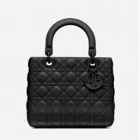 迪奥戴妃包 黑色哑光 LADY DIOR ULTRA MATTE手袋 M0565SLOI_M989