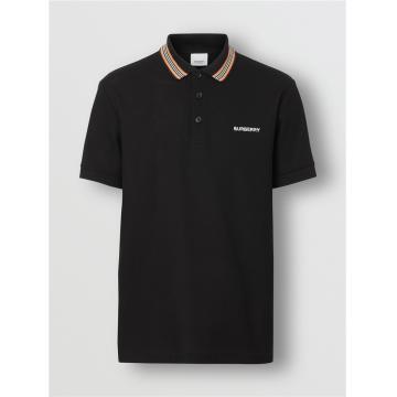 Burberry 80076941 男士标志性条纹装饰珠地网眼布棉质 Polo 衫