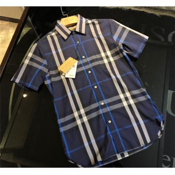 Burberry 45575971 男士格纹弹力棉短袖衬衫