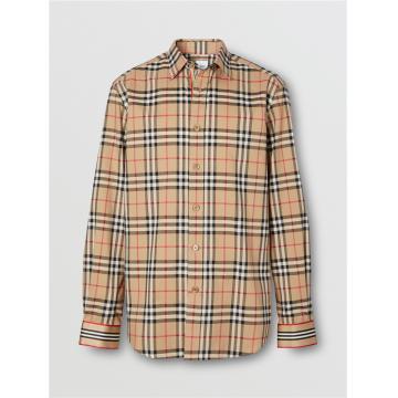 Burberry 80277781 男士标志性条纹袖口 Vintage 格纹棉质衬衫