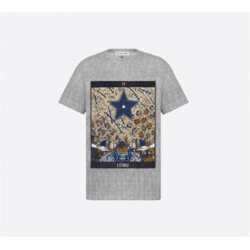 DIOR 013T03WJ437_X9663 女士 FANTAISIE TAROT L’ETOILE 蓝色和白色 T 恤