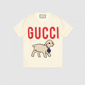 GUCCI 580762 女士 Gucci 小羊印花 T 恤