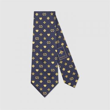 Gucci 545834 男士标志性图案真丝领带