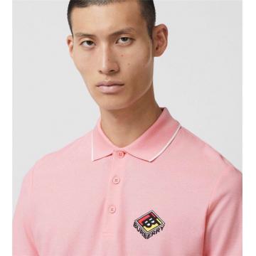 Burberry 80218361 男士徽标图案珠地网眼布棉质 Polo 衫