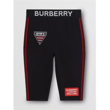 Burberry 80246611 女士徽标图案弹力平织骑行短裤
