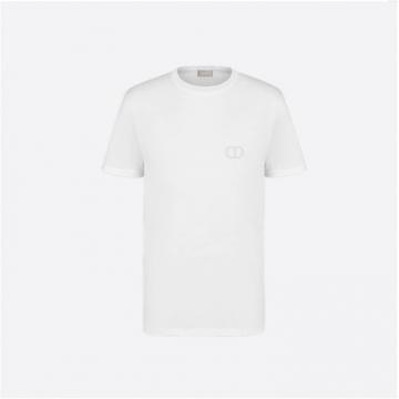 DIOR 013J600A0589_C888 男士白色棉质“CD ICON”徽标棉质 T 恤