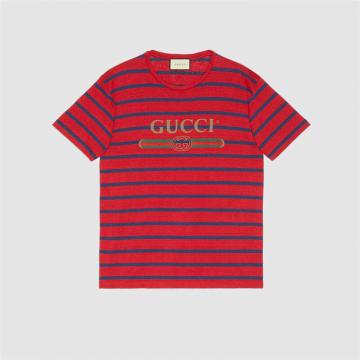 GUCCI 604177 男士 Gucci标识条纹T恤