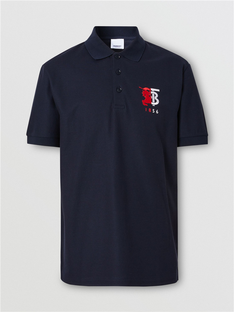Burberry 80257551 男士对比徽标图案珠地网眼布棉质 Polo 衫