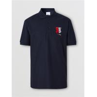 Burberry 80257551 男士对比徽标图案珠地网眼布棉质 Polo 衫