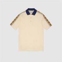 Gucci 598949 男士饰互扣式双G条纹 Polo 衫