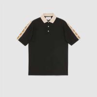 Gucci 598949 男士饰互扣式双G条纹 Polo 衫