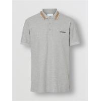 Burberry 80110891 男士标志性条纹装饰珠地网眼布棉质 Polo 衫