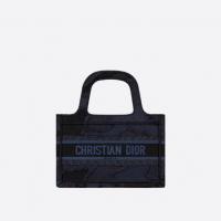 迪奥购物袋 蓝色DIOR BOOK TOTE 迷你迷彩刺绣托特包 M1271ZWAH_M928