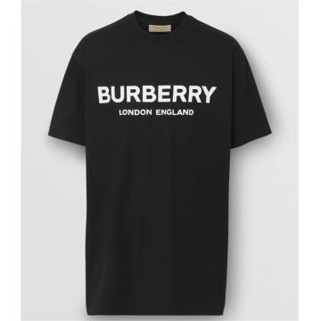 Burberry 80094941 男士徽标印花棉质 T 恤衫