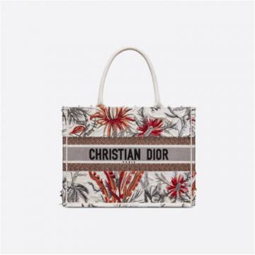 DIOR M1296ZWFC 女士小号白色迷彩刺绣帆布 DIOR BOOK TOTE 托特包