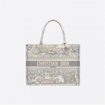 DIOR M1296ZTDT 女士小号灰色 TOILE DE JOUY 刺绣 DIORIVIERA DIOR BOOK TOTE 托特包