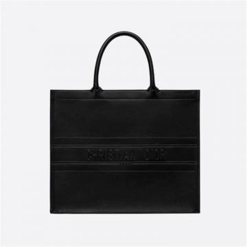 DIOR M1286ZGSB 女士 DIOR BOOK TOTE 黑色牛皮托特包