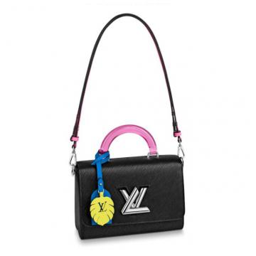 LV手提包 M56112 黑色水波纹 TWIST 中号手袋 搭配有机玻璃手柄和炫彩名牌及挂饰