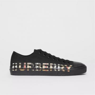 BURBERRY 80182751 男士 Vintage 格纹徽标印花棉质嘎巴甸运动鞋