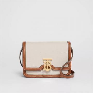 BURBERRY 80171101 女士 TB 迷你专属标识双色帆布锁扣包