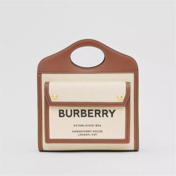 BURBERRY 80147761 女士迷你双色帆布口袋包