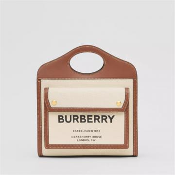 BURBERRY 80317461 女士迷你双色帆布口袋包