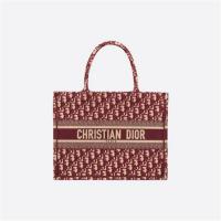 DIOR M1296ZRIW 女士小号酒红色 DIOR OBLIQUE 图案刺绣 DIOR BOOK TOTE 托特包