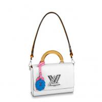 LV手提包 M56132 白色水波纹 TWIST 中号手袋 搭配有机玻璃手柄和炫彩名牌及挂饰