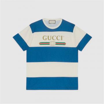 GUCCI 604176 男士 Gucci 标识条纹 T恤
