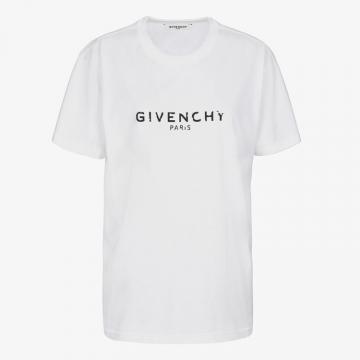 GIVENCHY BW70603Z0Y 女士白色 GIVENCHY PARIS 超大复古 T恤