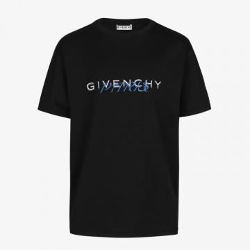 GIVENCHY BM70WW3002 男士黑色 GIVENCHY PARIS 手写印花 T恤